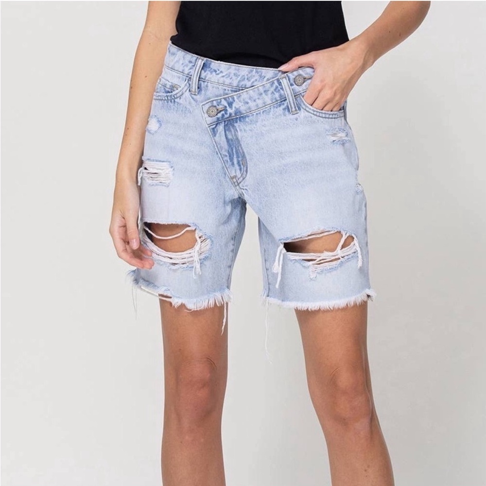 VERVET BY FLYING MONKEY Light Blue Distressed Jean Shorts